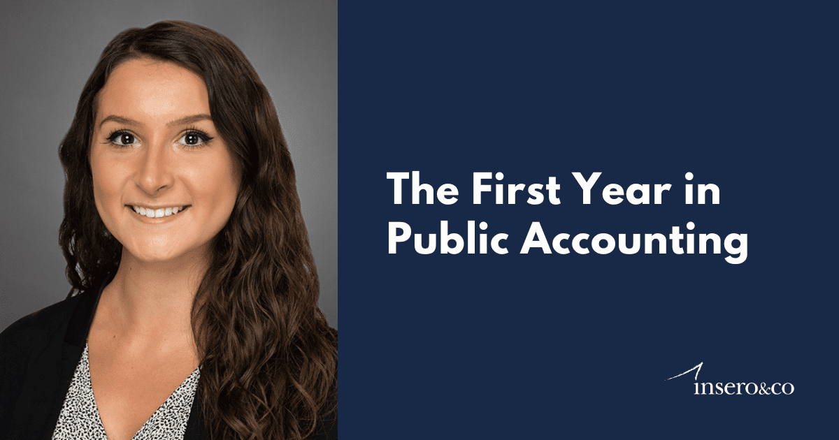 The first year in public accounting, text with a photo of a first year public accountant